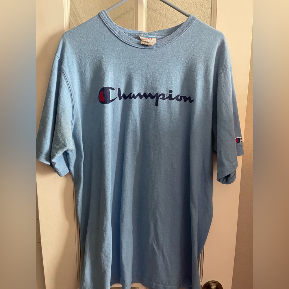 Champion Blue Short Sleeve Tee Classic Logo